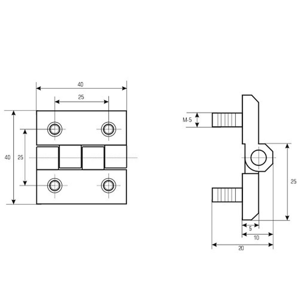 Петля 082 C 40x40 M5 черная
