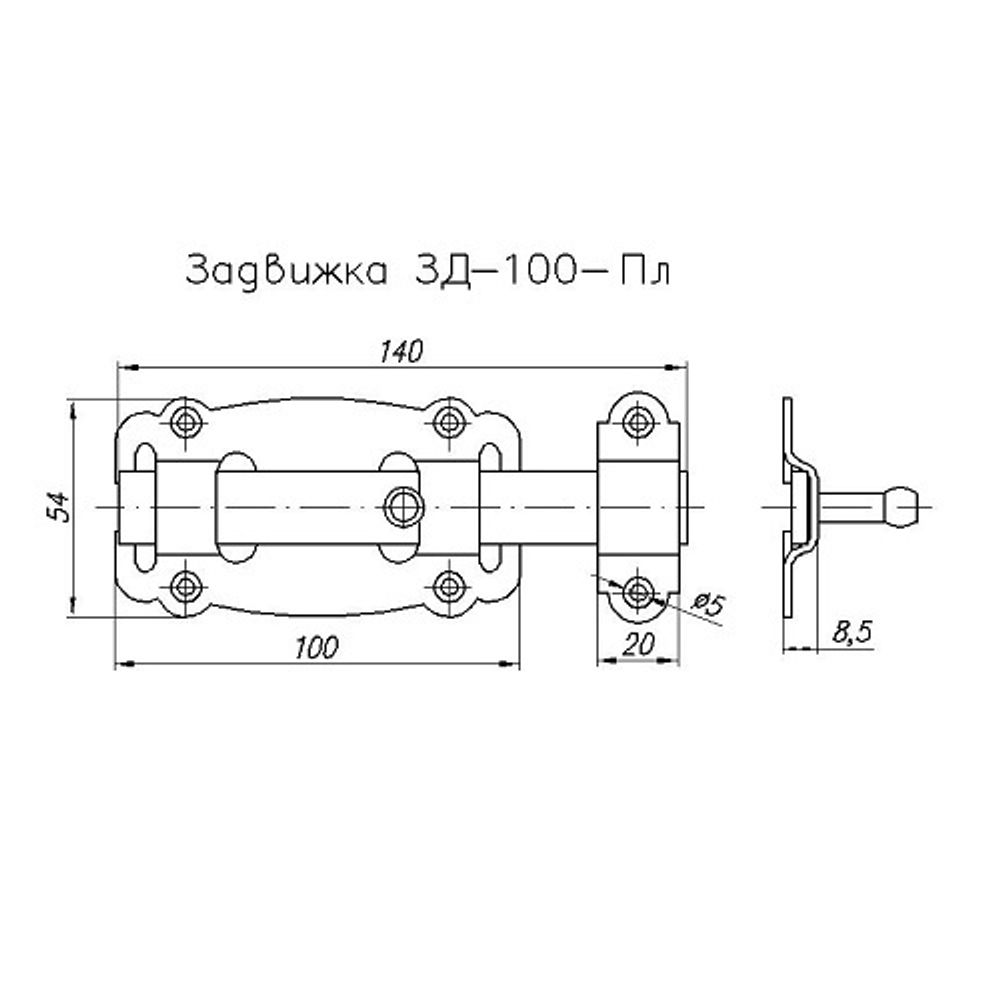 Задвижка дверная НОЭЗ ЗД-100-Пл черный матовый