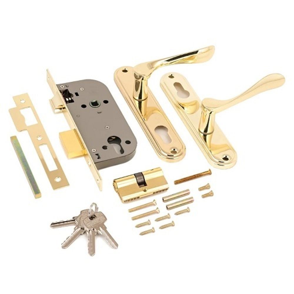 Замок врезной АЛЛЮР 127/1 GP латунь