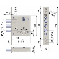 Замок врезной КРИТ-М ЗВ-А10-Хп хром 4кл.