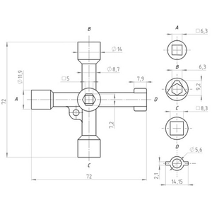 Ключ универсальный для электрошкафов EZ КУЭ-01