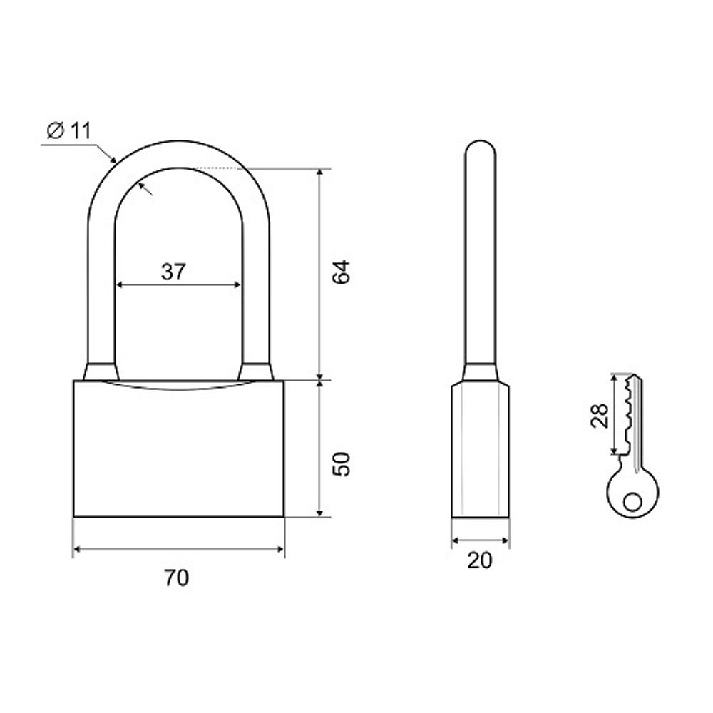 Замок навесной PALLADIUM 301B-70L