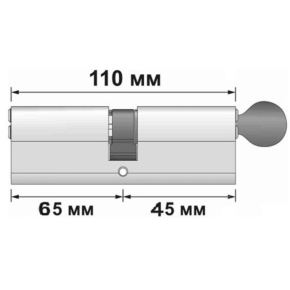 Цилиндровый механизм с вертушкой APECS SM-110 (45C/65)-C NI никель