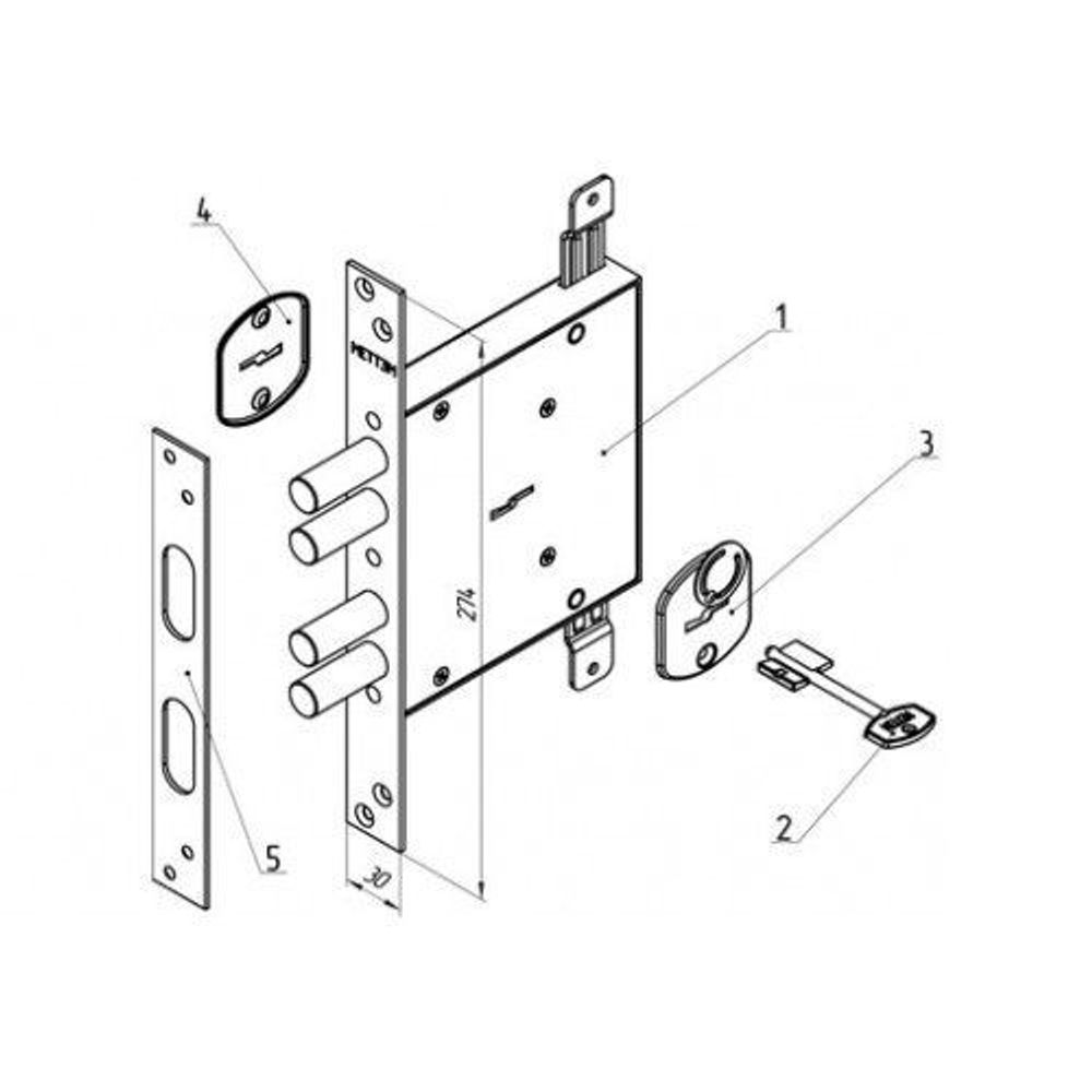 Замок врезной МЕТТЭМ ЗВ8 141.1.0/(ЗВСП-2Т-1) L-16 /7829/