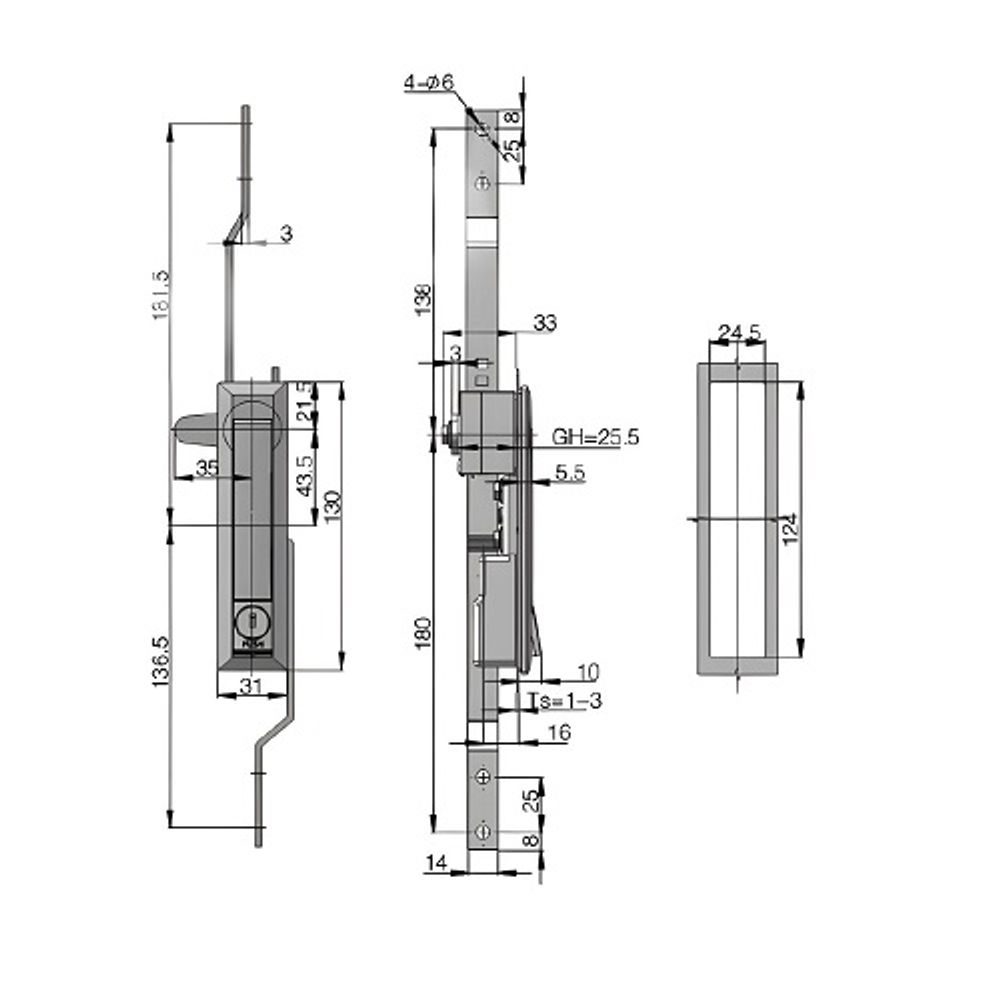 Замок-ручка MS731 под тяги