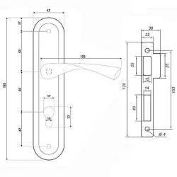 Замок врезной с ручками PALLADIUM ЗВ-AL 1613 AB бронза