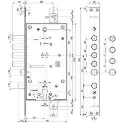 Замок врезной двухсистемный MOTTURA 54.787, ключ 60 мм /30815/