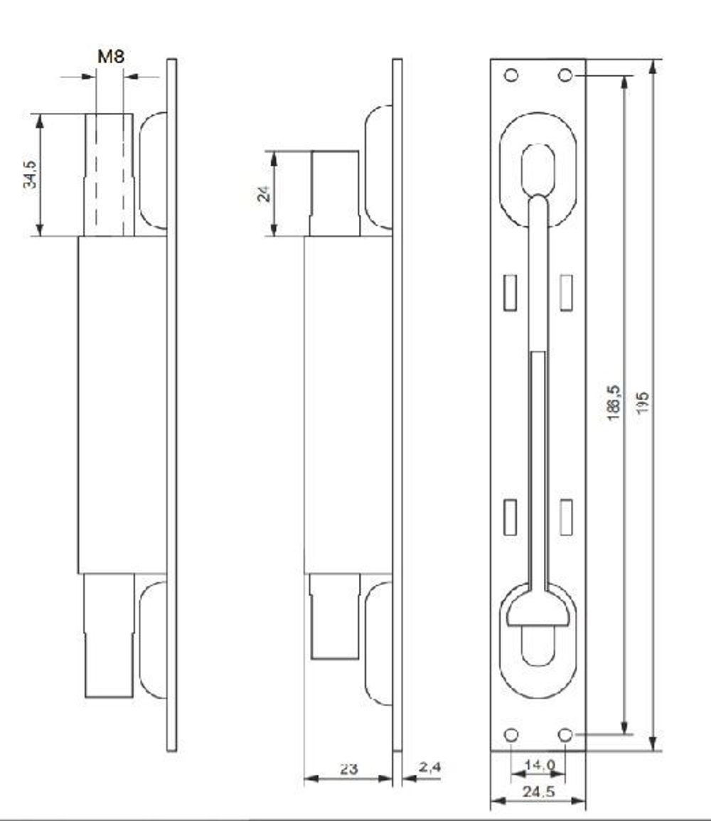 Шпингалет торцевой APECS FB-05-195-Double-ZN