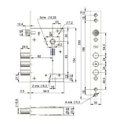 Замок врезной КРИТ-М ЗВ-А30-4П-Хп 4кл. хром