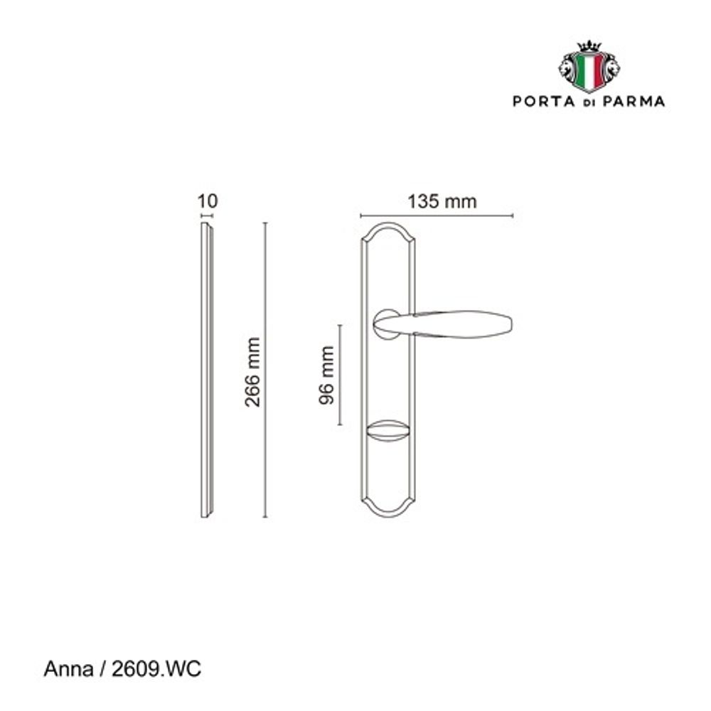 Ручка на планке PORTA DI PARMA Anna WC CP хром
