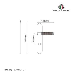 Ручка на планке PORTA DI PARMA Exa Zig CYL BL черный