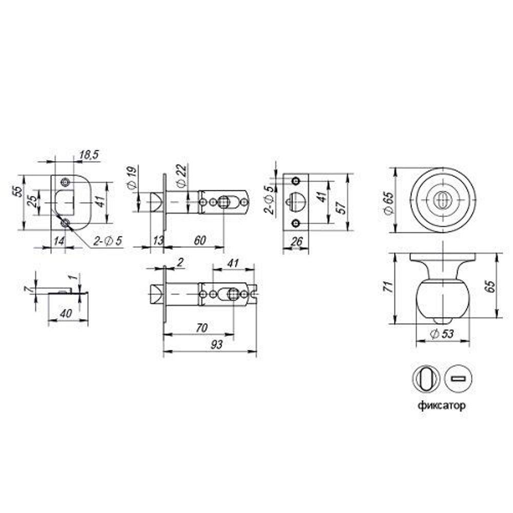 Ручка защелка PUNTO 6072 AC-B (фик.) медь /25209/