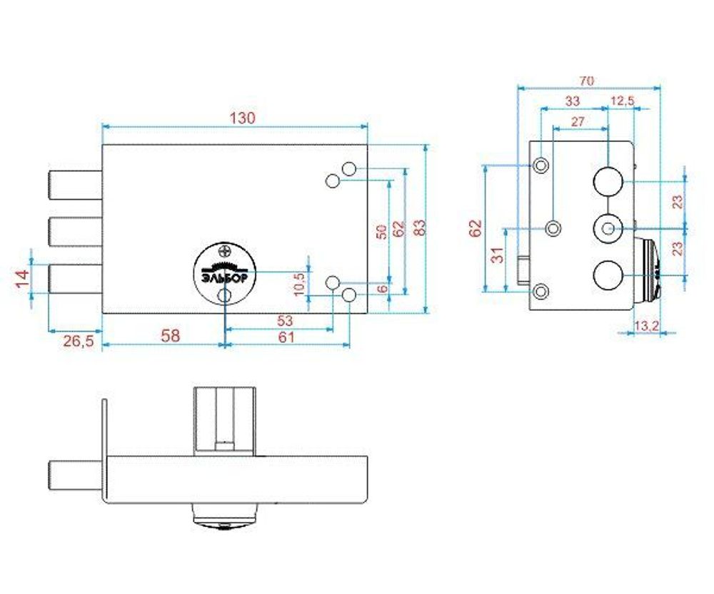 Замок накладной ЭЛЬБОР 1.02.51.5.КМА Лазурит