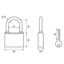 Замок навесной PALLADIUM 301B-60