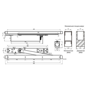 Доводчик врезной DOORLOCK DL750ITS/BC EN3-6 серебро