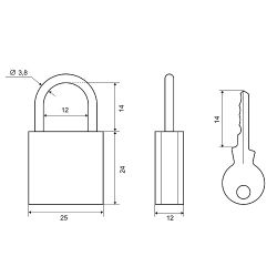 Замок навесной PALLADIUM 303F-25