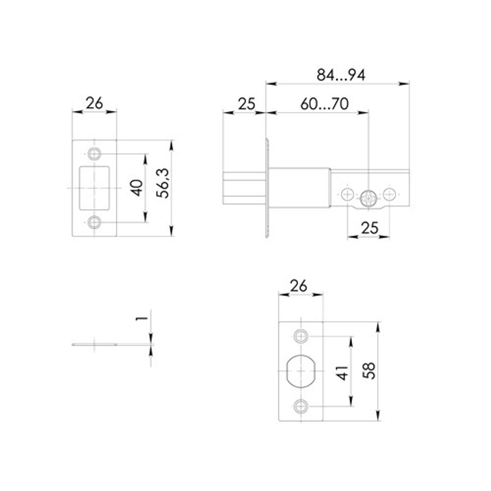 Замок врезной AJAX DK.002 BK BL черный /57319/