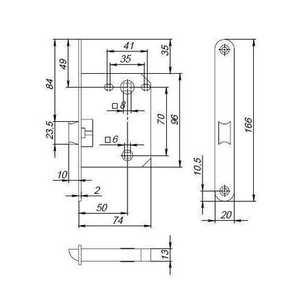 Защелка врезная PUNTO PL72-R20 SN мат.никель (тех.упак) /41649/