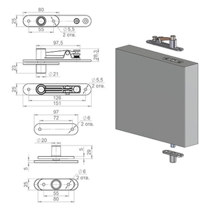 Комплект ARMADILLO для маятниковых дверей PIVOT (до 100 кг) /62829/