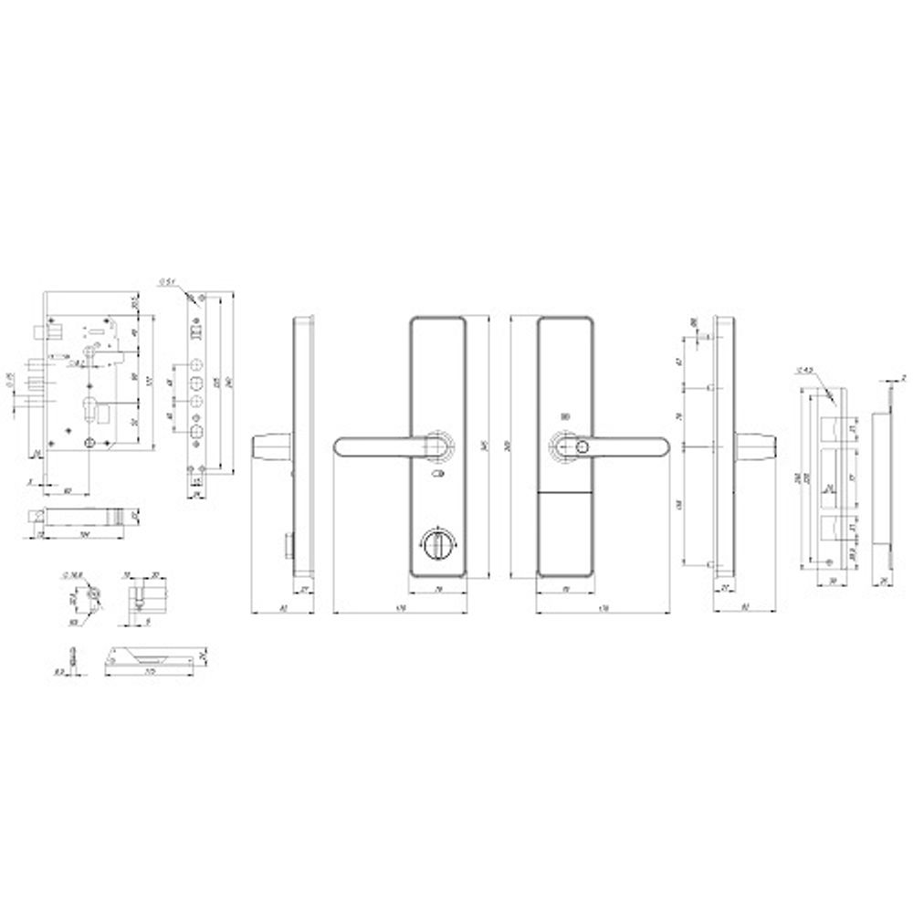 Замок врезной электронный с ручкой KAADAS S500 с отпечатком пальца, черный /47417/