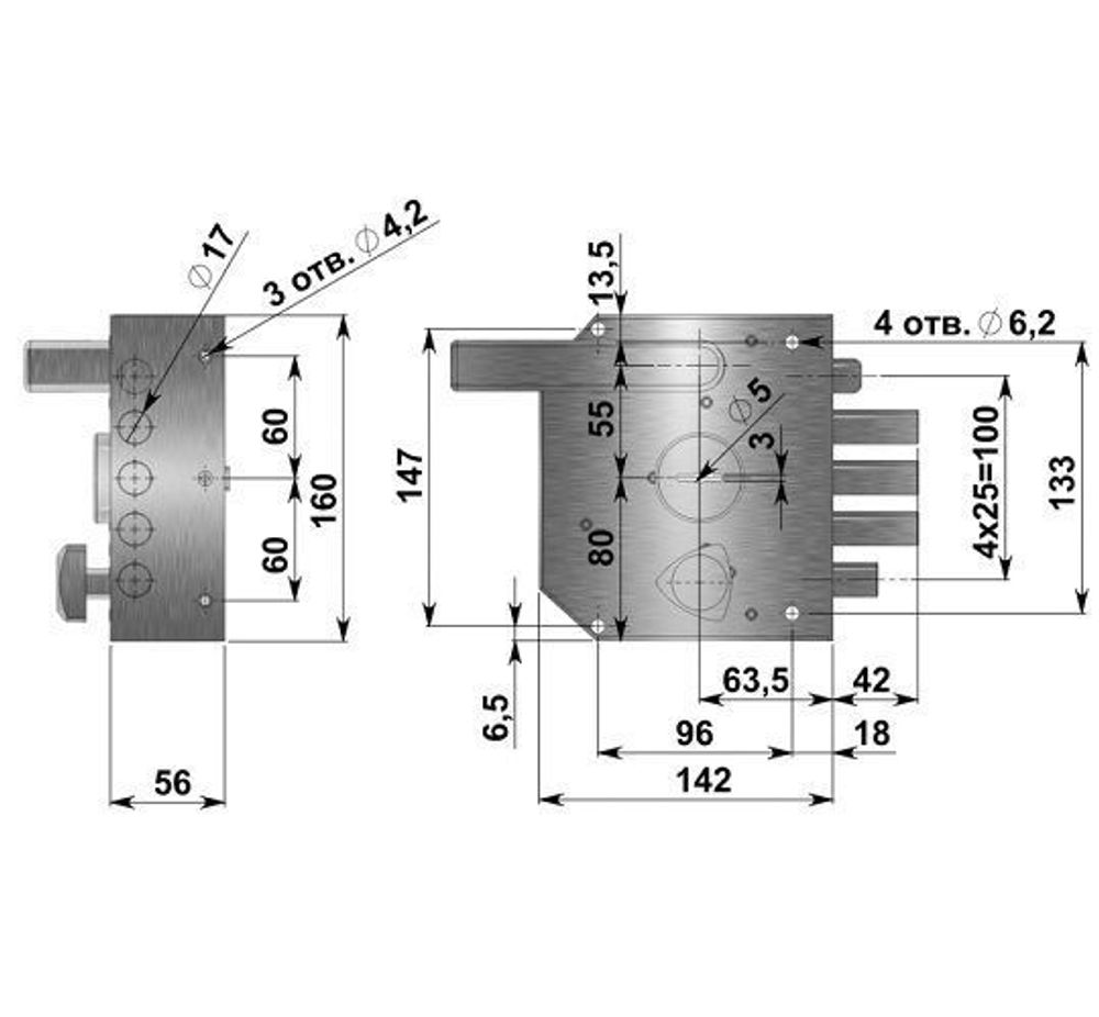 Замок накладной ГЕРИОН Эталон НРЗ правый