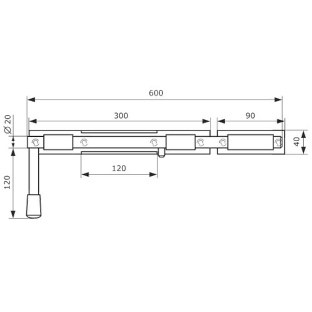 Засов ДОБРЫНЯ ДОМАРТ 600 мм мод.2-черный