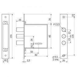 Замок врезной сувальдный LEKSA 814 (50мм) (аналог KILIT)