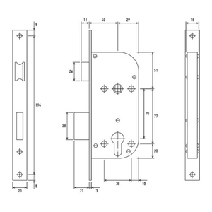 Замок врезной с ручками PALLADIUM ЗВ-1703 AB бронза