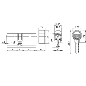Цилиндровый механизм с вертушкой FUARO 100 ZM 80 (30+10+40) CP хром 5 кл. /37067/