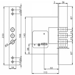 Замок врезной сувальдный MOTTURA PROJECT DP25.170, ключ 50 мм /41923/