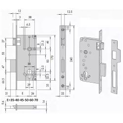 Корпус врезного замка CISA 5C.110.60 (с отв. планкой) /13523/