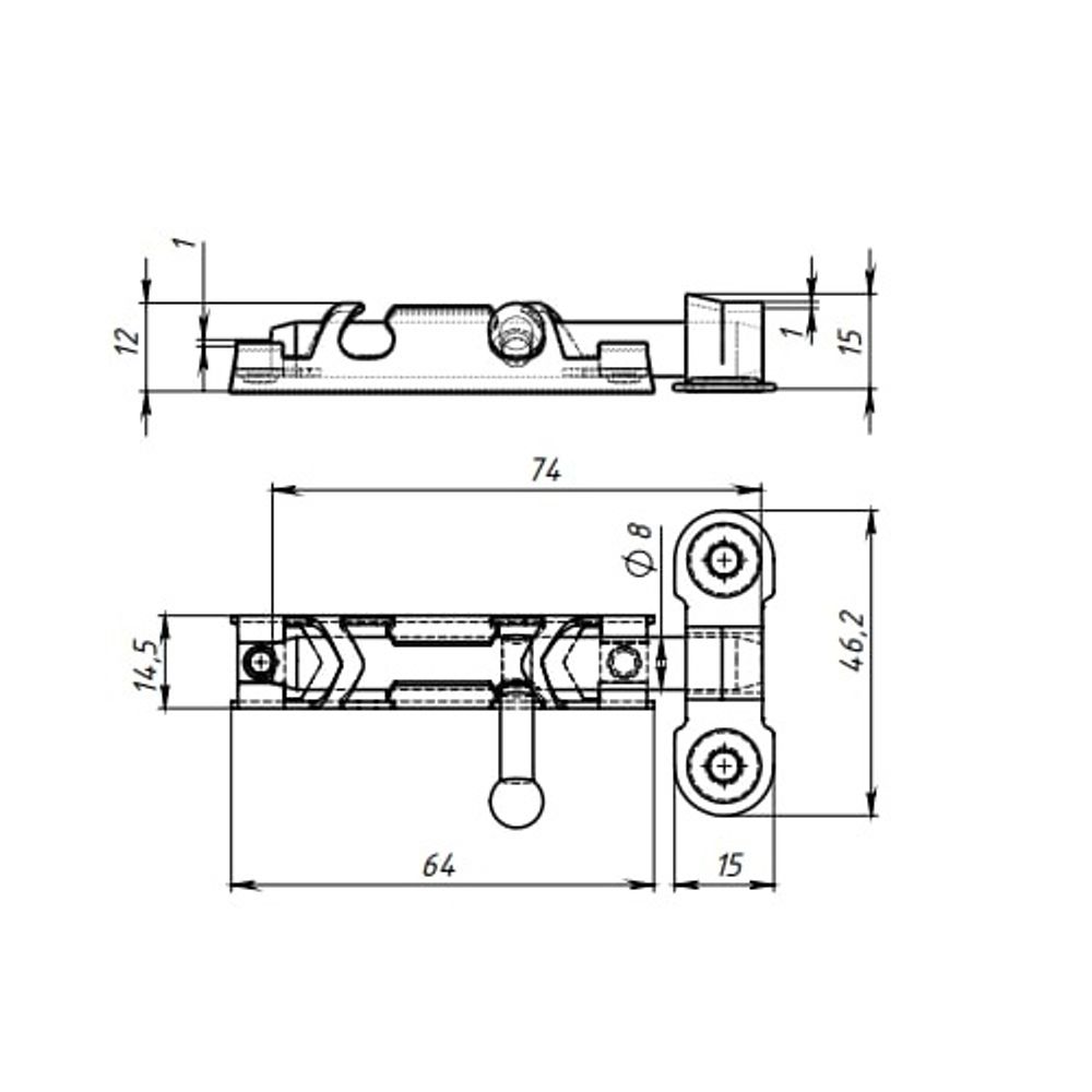 Задвижка накладная КУНГУР ЗТ1 полимер (150) мт (1шт)