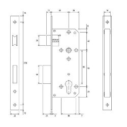 Замок врезной с ручками PALLADIUM ЗВ-1853 CP хром
