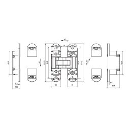 Петля скрытая CEMOM ESTETIC 80/A 3D 8031 латунь, регулируемая, вес полотна 80кг, 29x111,5мм