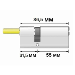 Цилиндровый механизм RAV BARIACH MARS 86,5 мм, 55Х31,5 шток, 5кл, никель (Израиль)