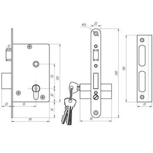 Замок врезной ДААЗ ЗВ4-3 черный