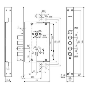 Замок врезной ГАРДИАН ЗВ 72.16 Т б/ц /38611/