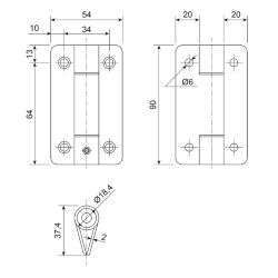 Петля пружинная AVERS 90x56x2-INOX 304