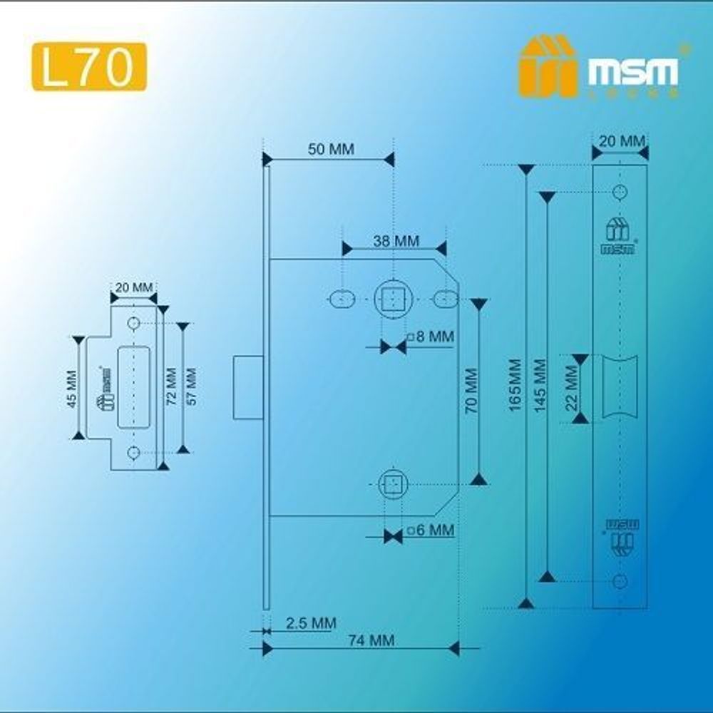 Защелка врезная MSM L70 SN мат.никель