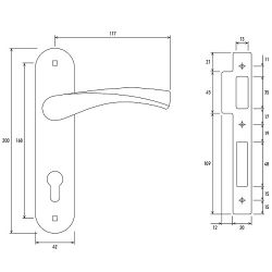 Замок врезной с ручками PALLADIUM ЗВ-AL 1703 AB бронза