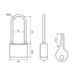 Замок навесной PALLADIUM 301B-40L