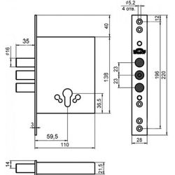 Замок врезной ЭЛЬБОР 1.01.03 б/ц Лазурит