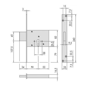 Корпус врезного замка CISA 56.013.50