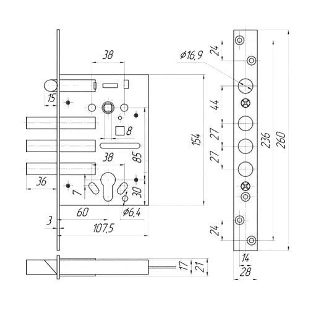 Корпус замка КРИТ-М ЗВ-7РМ-006 Хп хром
