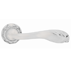 Ручка дверная RENZ 64-10 SW/CP "Фабриано" (супер белый/хром блестящий)