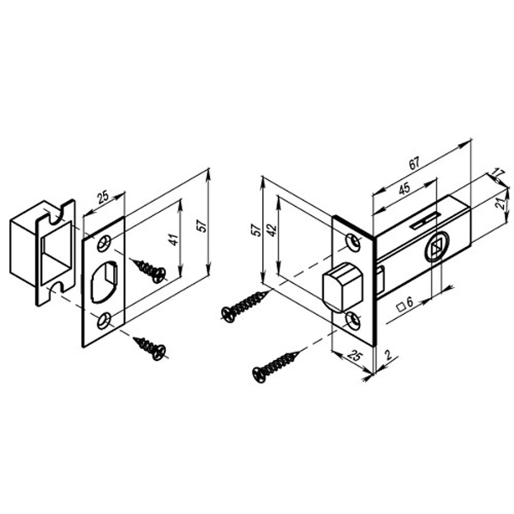 Задвижка врезная PUNTO DB-45 BL черный /43917/