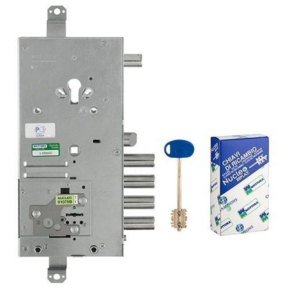 Замок врезной двухсистемный MOTTURA 54.J919M My Key D правый перекод. с торца, кл. 60 мм /33447/