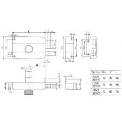 Замок накладной KALE KILIT 157/ВТ (10) верт. 3кл. /1150/