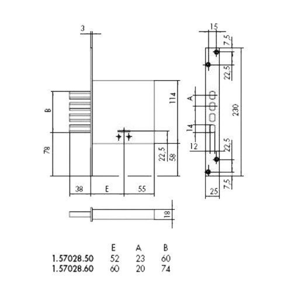 Замок врезной сувальдный CISA 57.028.60 (короткий кл. 00100.001) /2082/