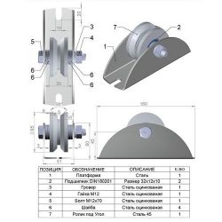 Ролик металл d-65 под угол на платформе